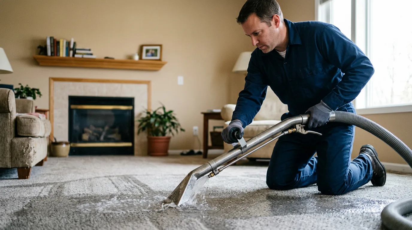 Water damage restoration technician working near Chestnut Hill, MA